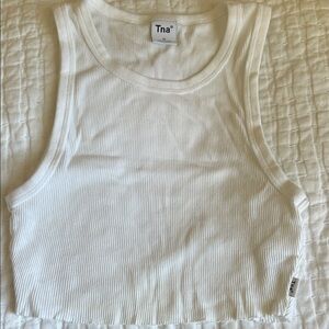 TNA white Ribbed Crop Tank